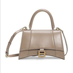 Balenciaga Hourglass Leather Top Handle in Sahara